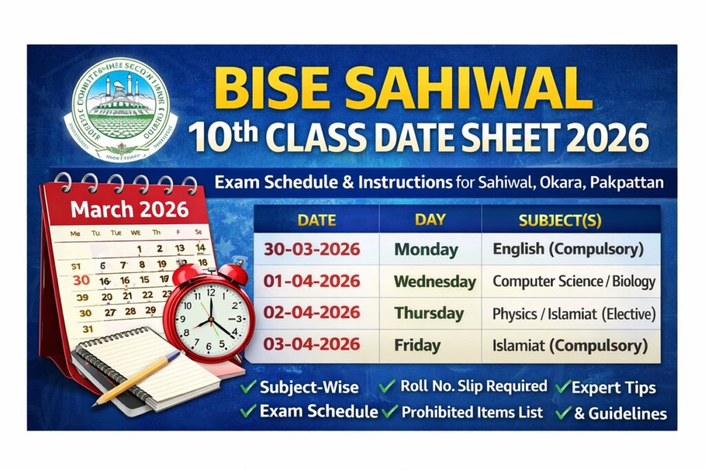 10th Class Date Sheet 2026