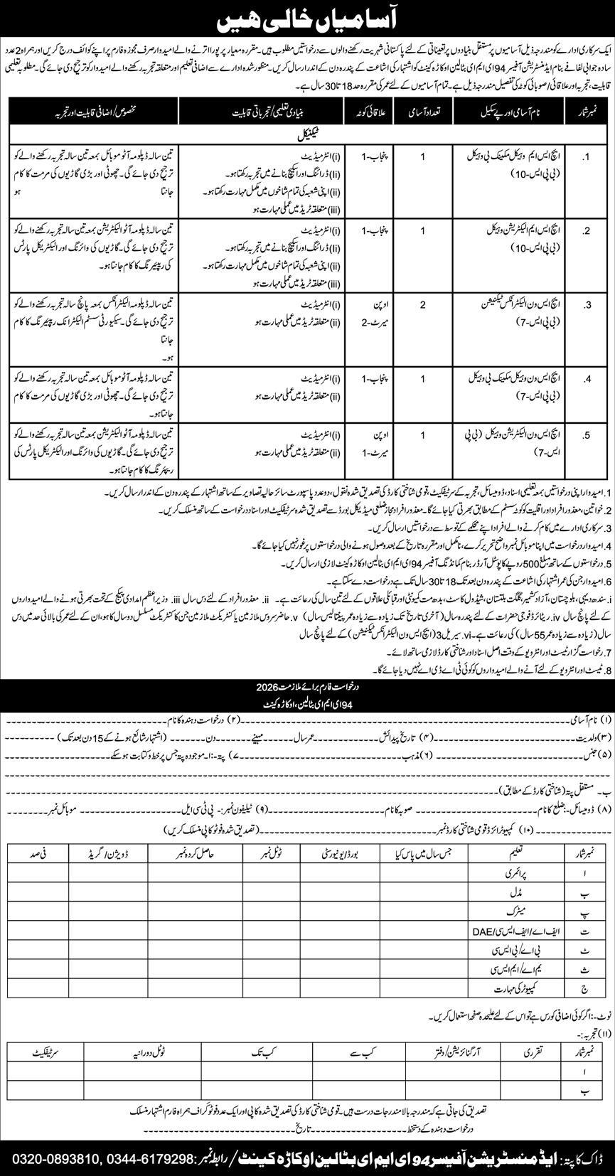 EME Battalion Okara Jobs 2026 EME Battalion Okara Jobs 2026