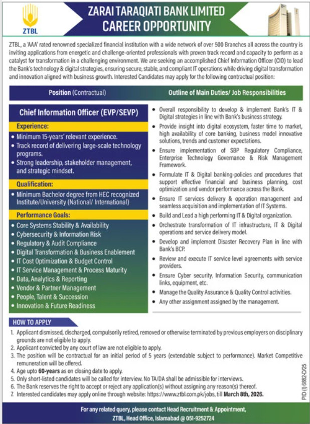 ZTBL Jobs 2026 ZTBL Jobs 2026