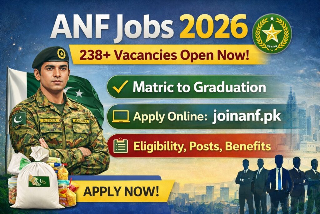 ANF Jobs 2026 238+ Vacancies Apply Online - 238+ Vacancies BPS-14 to BPS-04  Matric to Graduation Apply Online joinanf.pk Lahore Karachi Rawalpindi