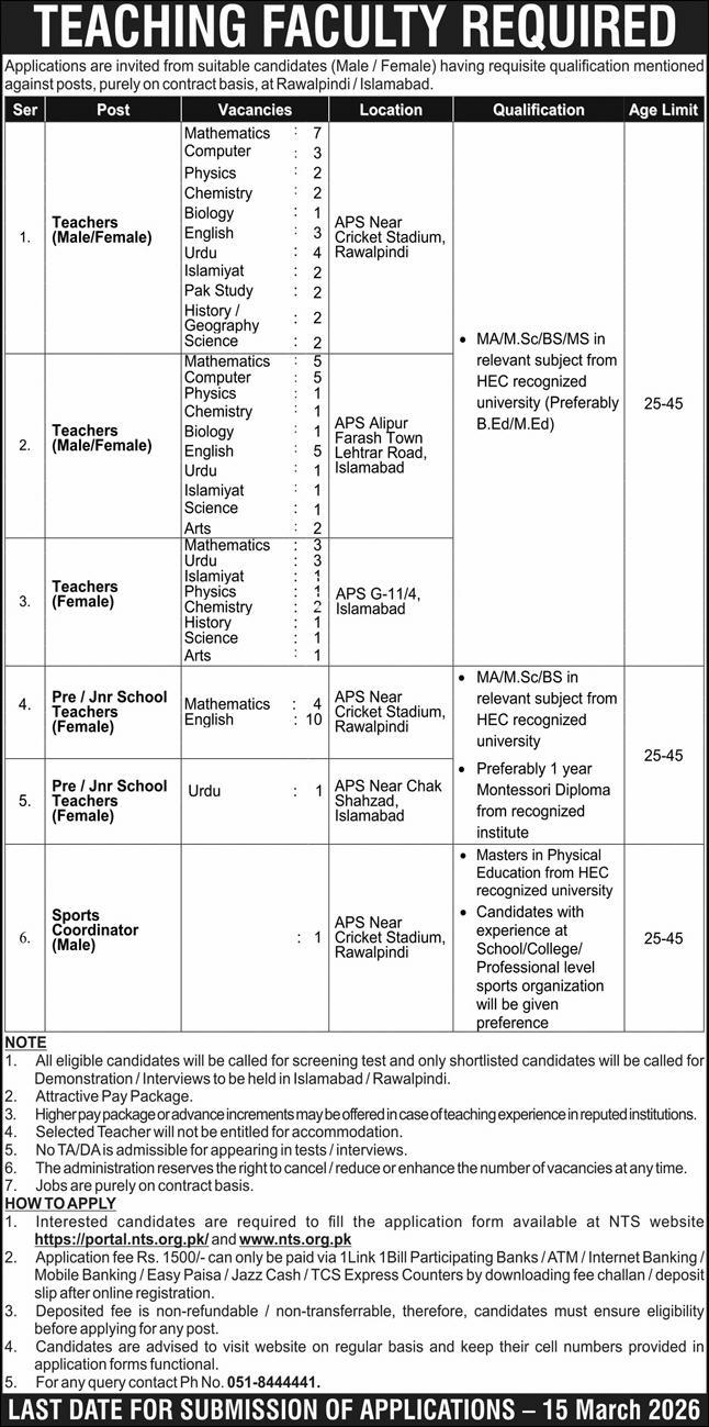 APS Teaching Jobs 2026