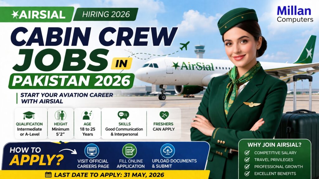 Cabin Crew Jobs in Pakistan 2026 AirSial hiring female and male flight attendants eligibility criteria and apply online guide