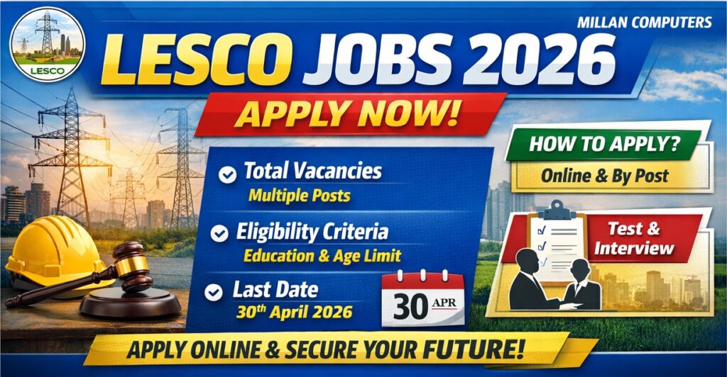 LESCO Jobs 2026 advertisement Lahore Electric Supply Company careers apply online