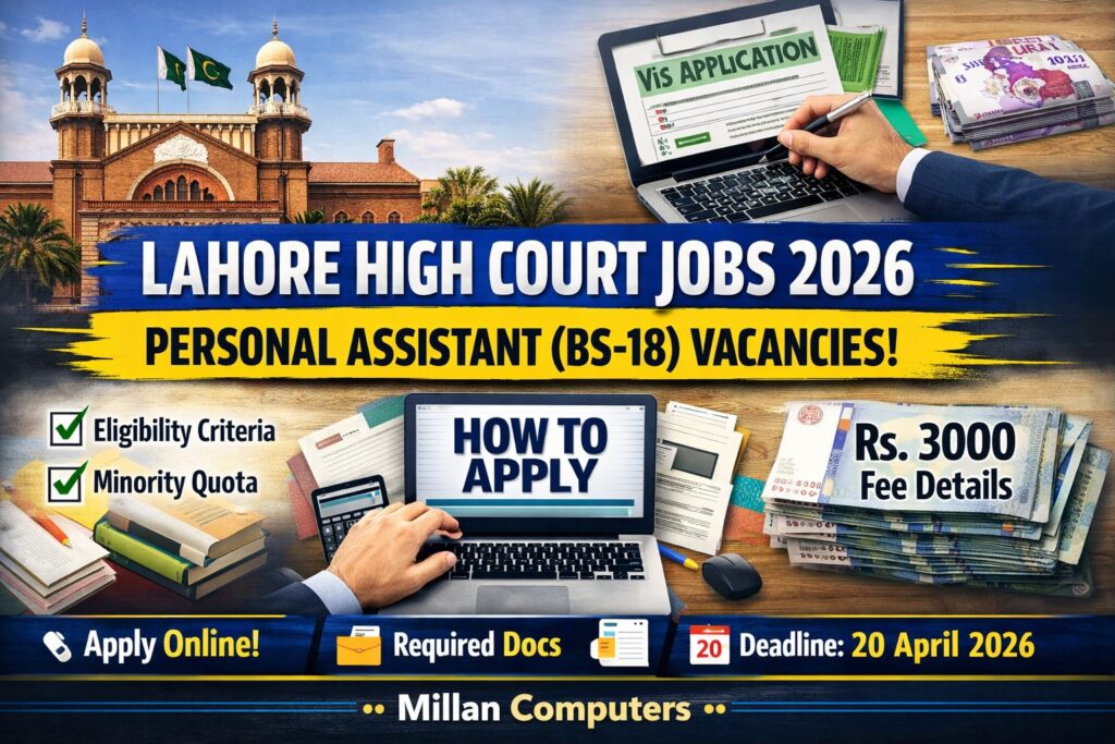 Lahore High Court Jobs 2026 Personal Assistant BS-18 Apply Online Advertisement Punjab