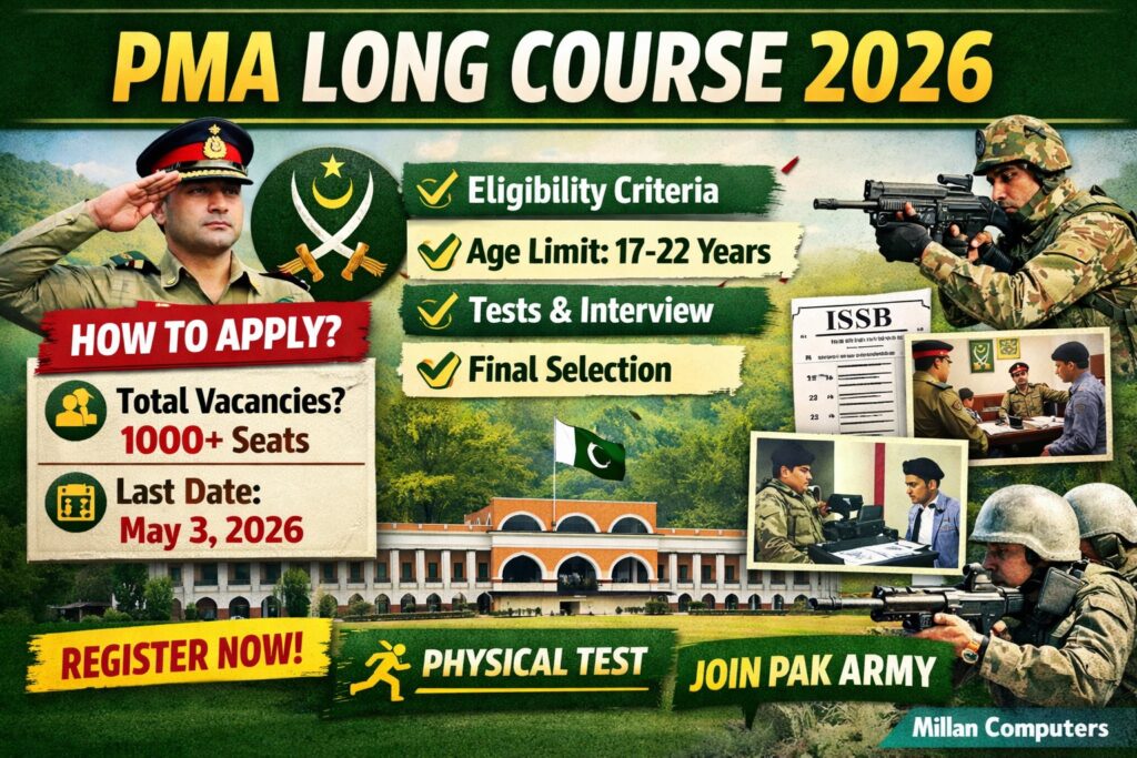 PMA Long Course 2026 eligibility criteria registration process Pakistan Army selection guide