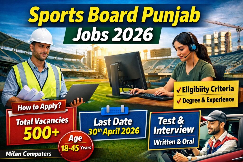 Sports Board Punjab Jobs 2026 PMU Work Charge Vacancies Advertisement Apply Online Details