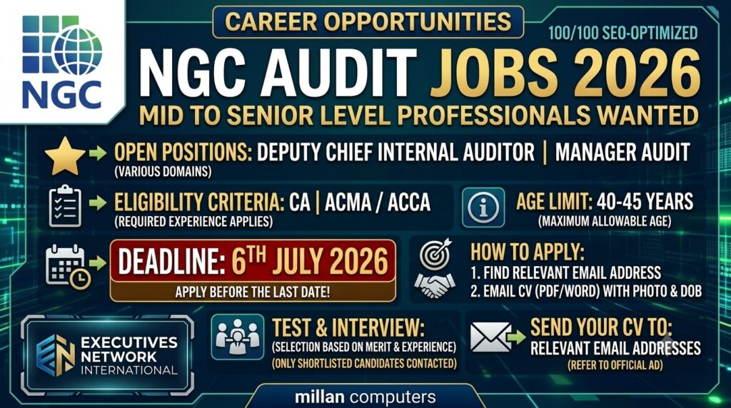 National Grid Company of Pakistan NGC Audit Jobs 2026 Advertisement for Deputy Chief and Manager Positions