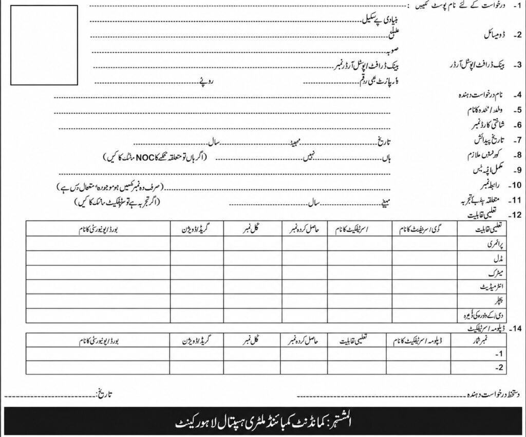 Download Application fo rCMH Lahore Jobs 2026