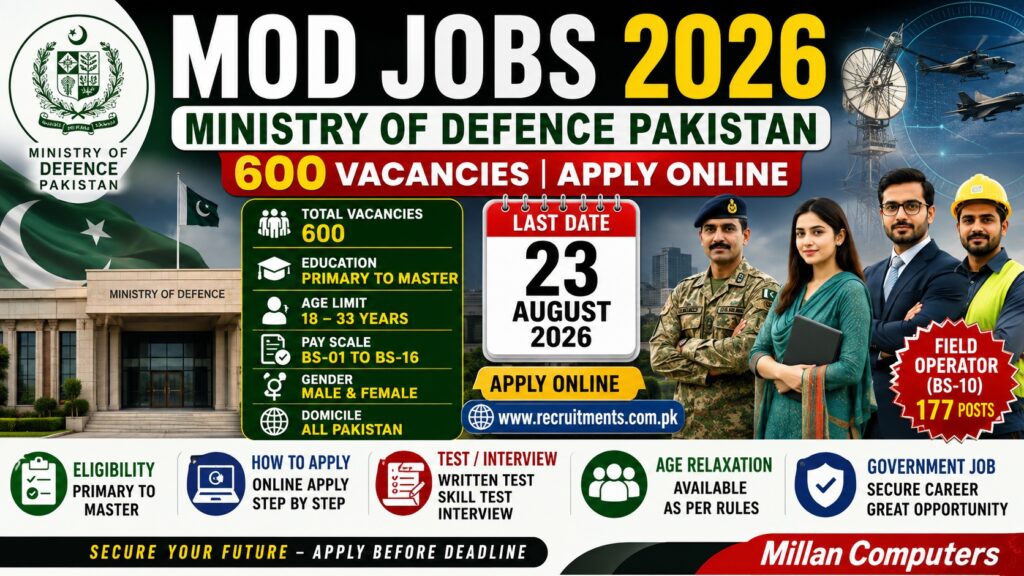 MOD Jobs 2026 official recruitment advertisement showing 600 Ministry of Defence vacancies