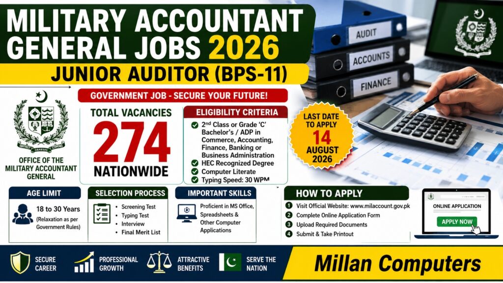 Military Accountant General Jobs 2026 Junior Auditor Recruitment Advertisement