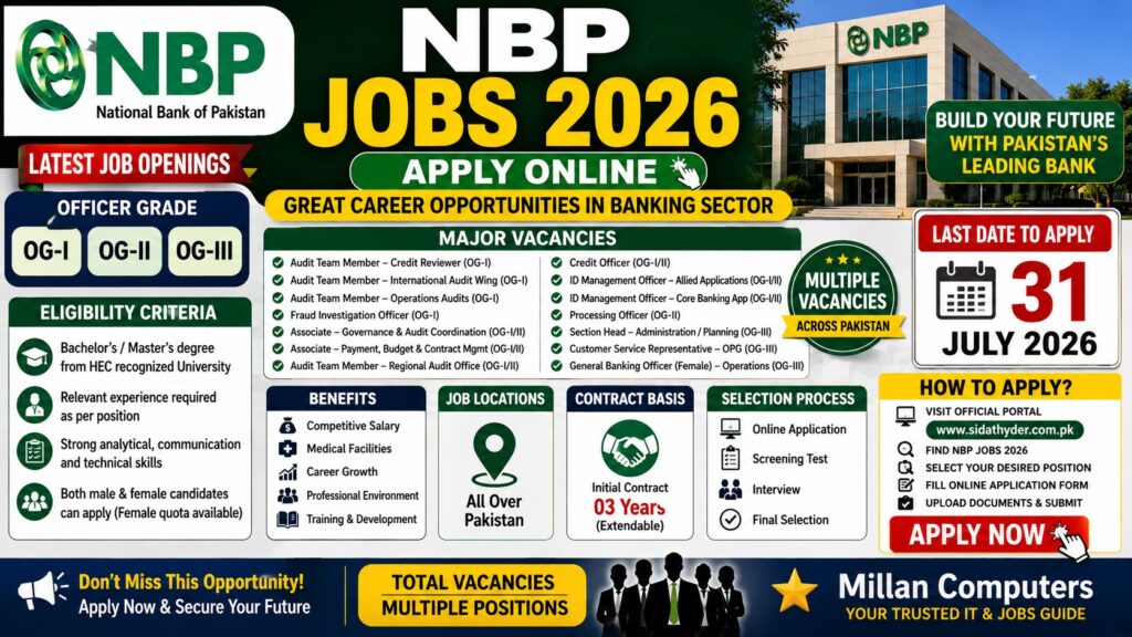 NBP Jobs 2026 Apply Online Latest Advertisement at Sidat Hyder Portal