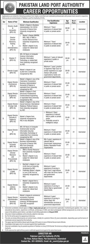 Official Recruitment Advertisement for Punjab Land Record Authority PLRA Jobs 2026