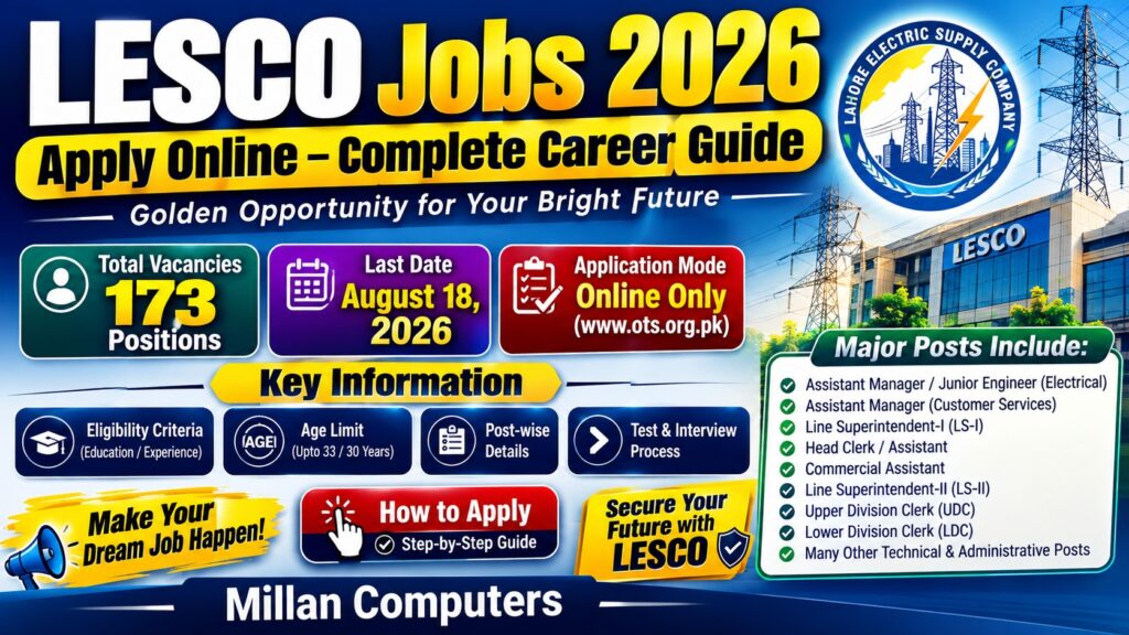 Official LESCO Jobs 2026 Apply Online Advertisement Notification by Open Testing Service OTS