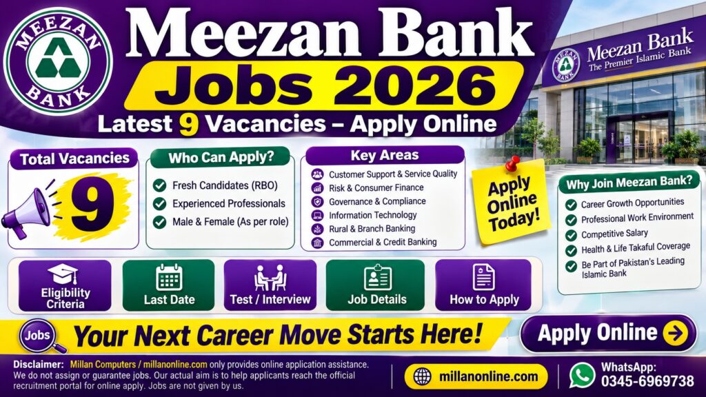 Meezan Bank Jobs 2026 latest vacancies, eligibility criteria and online application