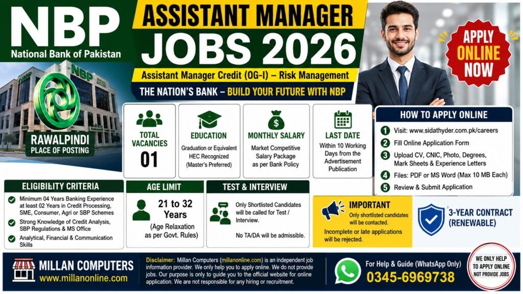 NBP Assistant Manager Jobs 2026 Official Advertisement Notice for Assistant Manager Credit OG-I