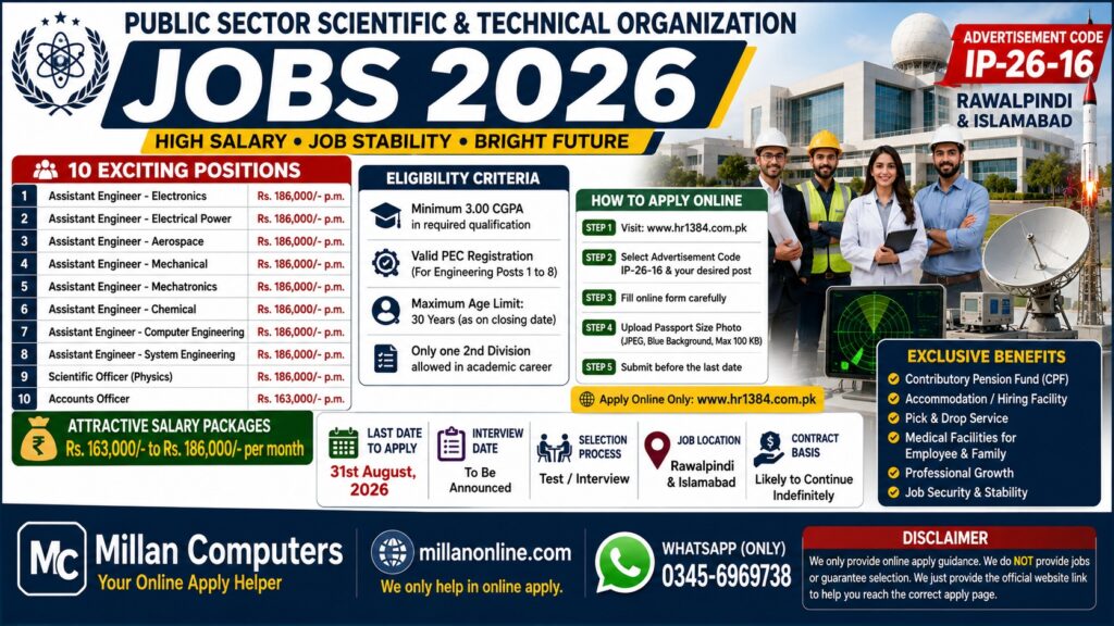 Public Sector Scientific and Technical Organization Jobs 2026 Official Job Advertisement