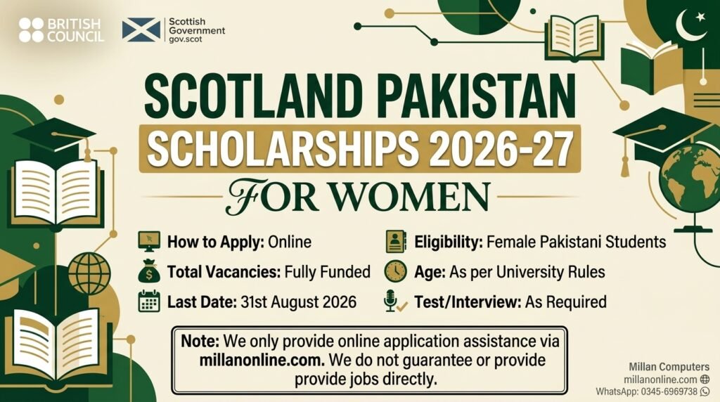 Scotland Pakistan Scholarships 2026 for Pakistani women – eligibility, benefits, subjects and online application