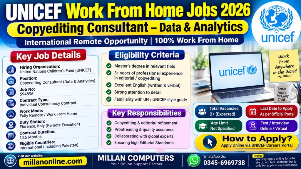 UNICEF Work From Home Jobs 2026 Remote Consultancy
