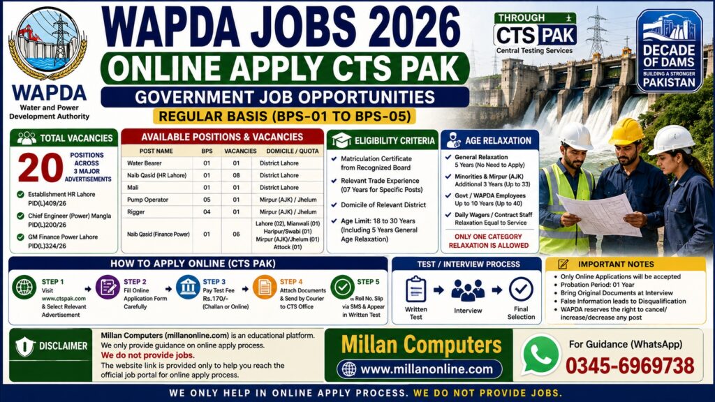 WAPDA Jobs 2026 Online Apply CTS PAK Application Form Advertisement Notice