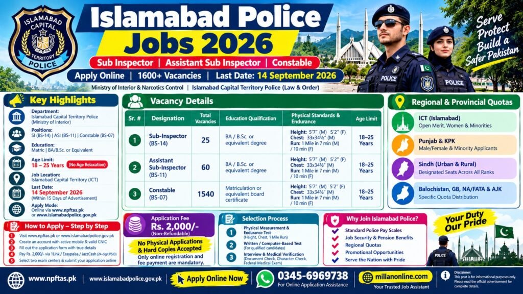 Islamabad Police Jobs 2026 Executive Staff Recruitment Advertisement Notice