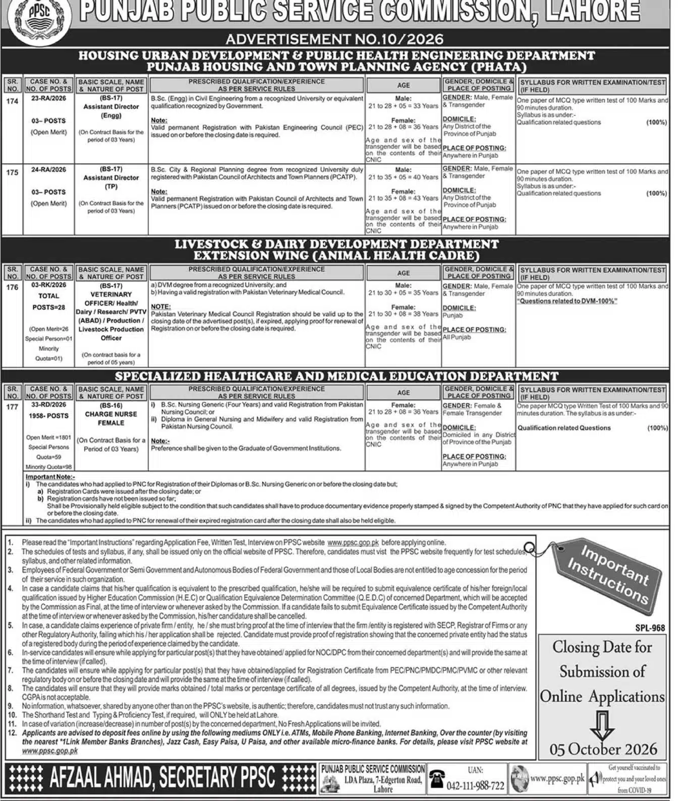 PPSC Advertisement 10/2026 Official Job Advertisement Notice Page