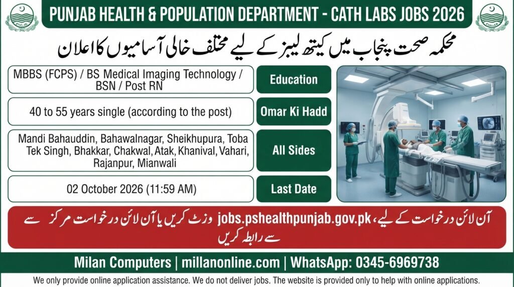 Punjab Health Department Cath Labs Jobs 2026 Official Advertisement Notice