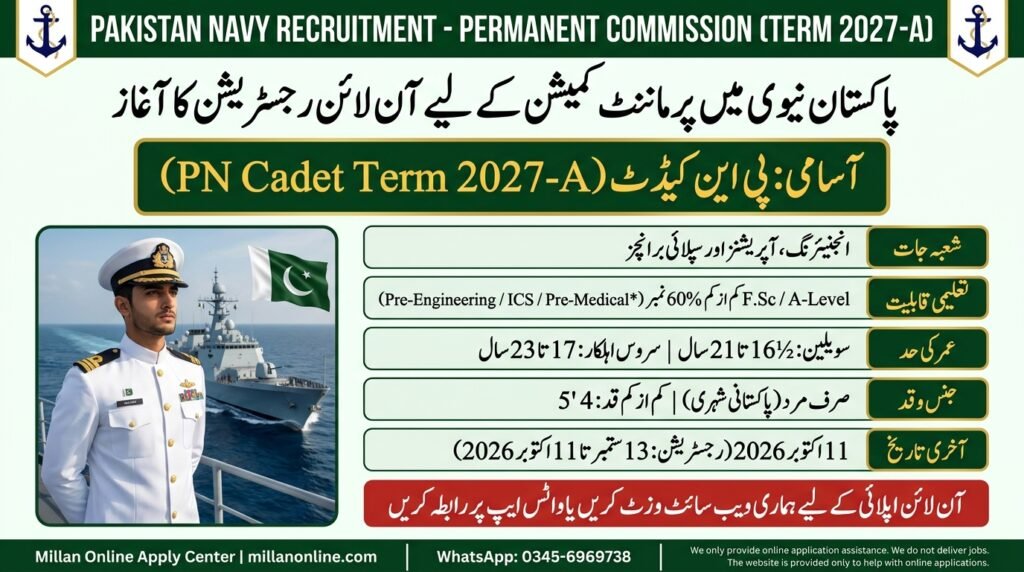 Join Pakistan Navy PN Cadet 2027-A Official Newspaper Advertisement Announcement