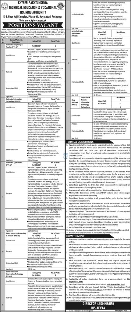 KP TEVTA Jobs 2026 official advertisement breakdown and ETEA online application guide
