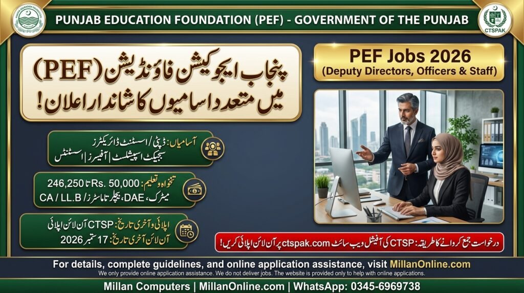 Punjab Education Foundation PEF Jobs 2026 official advertisement breakdown and CTSP online application guide