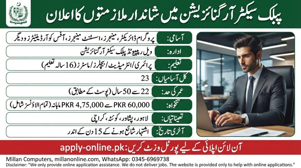 Public Sector Organization Jobs 2026 Official Advertisement