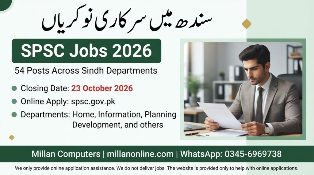 SPSC Jobs 2026 advertisement listing posts in Sindh government departments