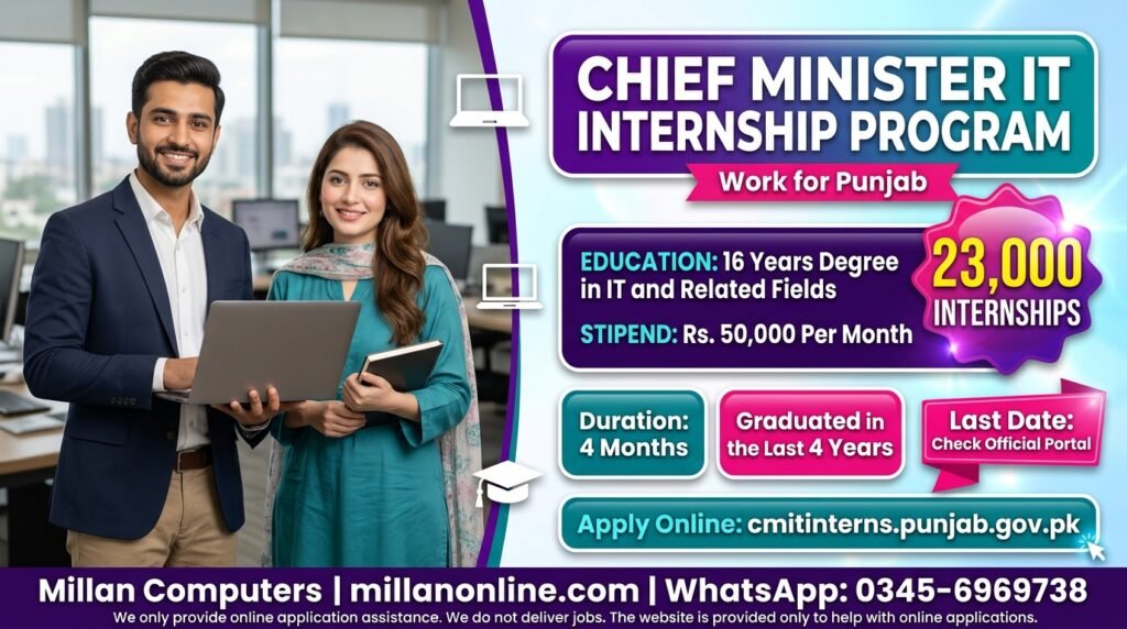 Smiling young man and woman in a modern IT office promoting the CM IT Internship Program