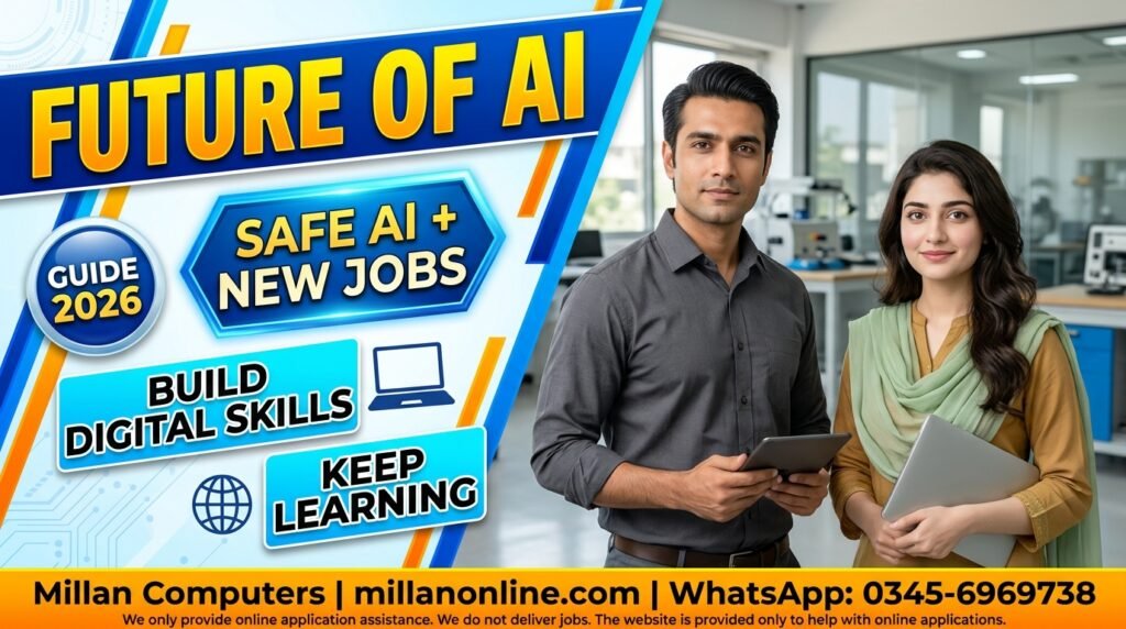 Future of AI thumbnail showing two young professionals in a modern electronics workshop