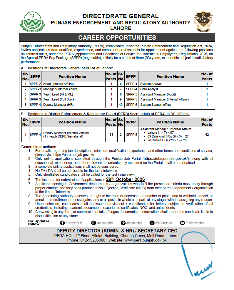 Female professional holding a tablet beside PERA jobs 2026 career details and the 29 October deadline