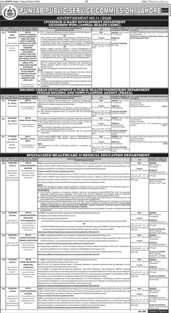 PPSC jobs 2026 thumbnail showing a doctor, a veterinary officer and an engineer with job details and the 26 October 2026 last dateOctober 26