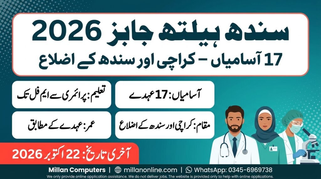 Healthcare professionals beside Sindh health jobs 2026 vacancy details and 22 October closing date