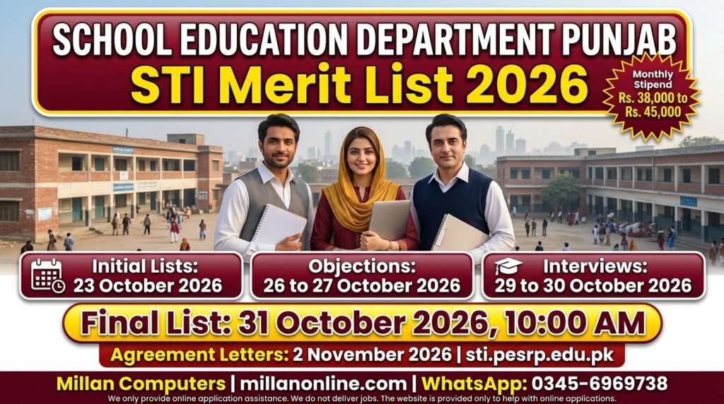Three smiling teacher interns outside a government school for the STI merit list 2026 announcement